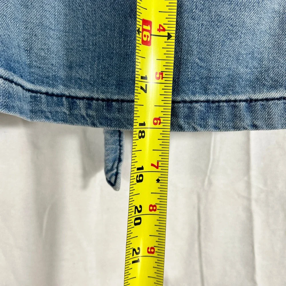 Free People‎ Paperbag Denim Mini Skirt Blue Sz 8 Belt Boho Y2K High Waisted